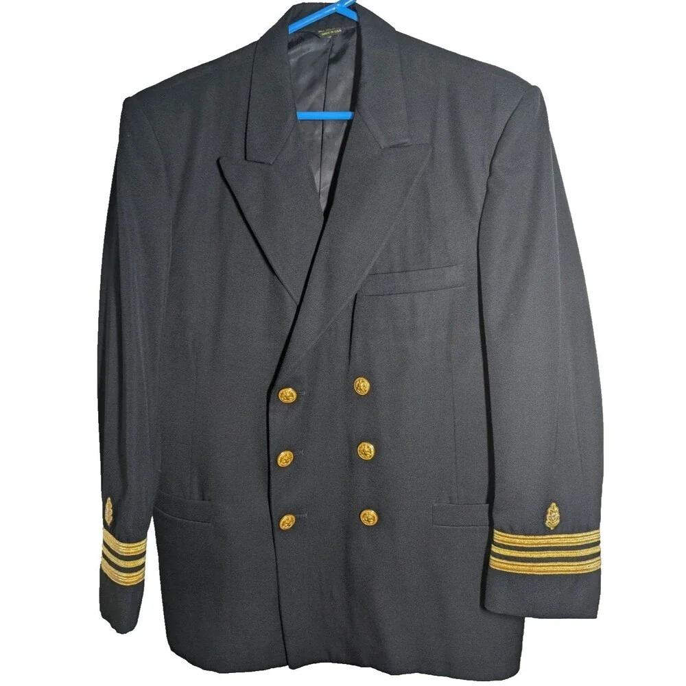 Vintage US Navy Commander Medical Corps Dress Blue Officer Jacket Flying Cross